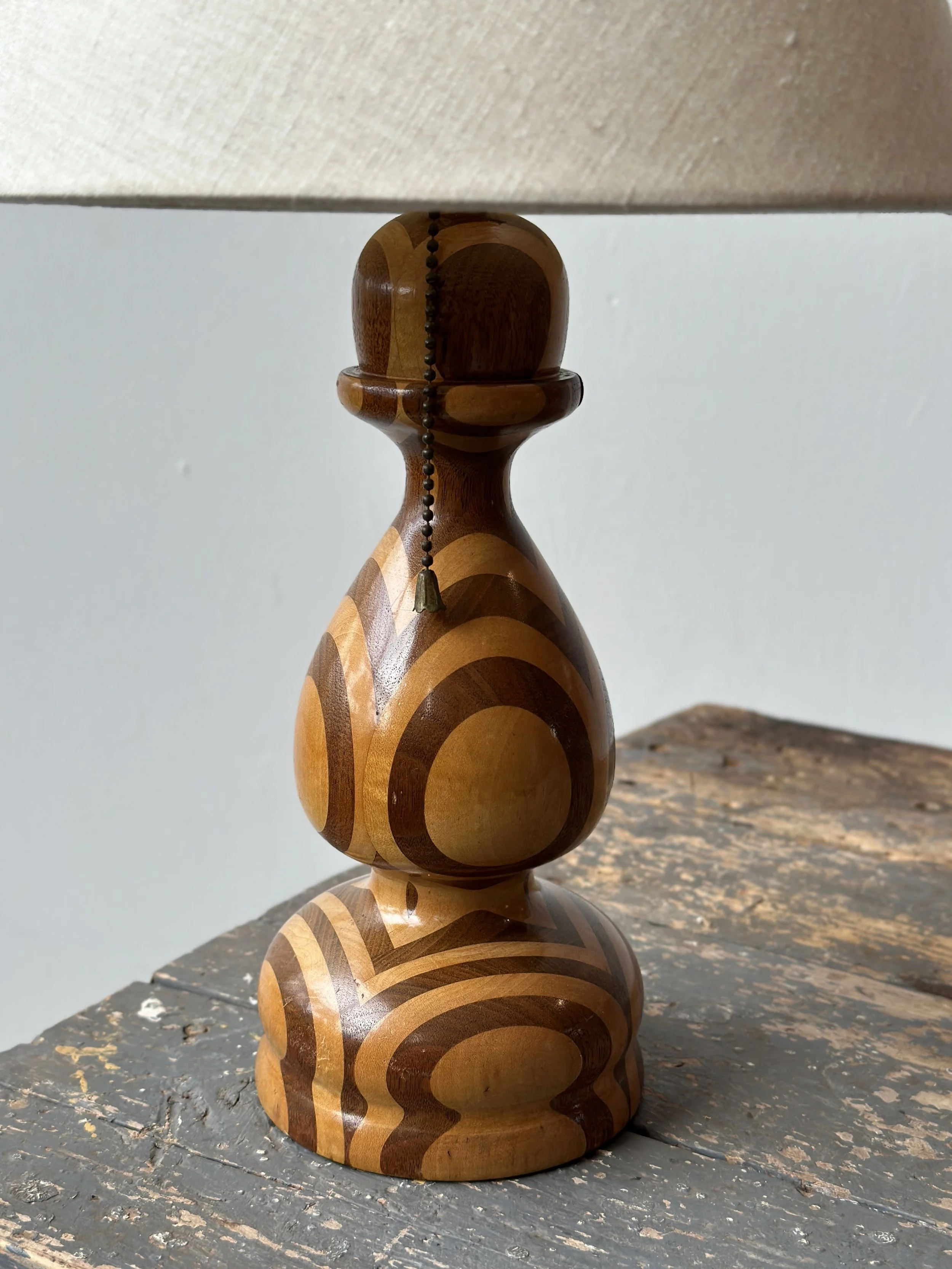 Vintage Art Deco Style Parquetry Table Lamp, Circa 1940s